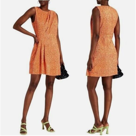 Stine Goya Womens Louiza Sequin Mini Dress Small Orange Drape Sleeveless NWOT - Picture 1 of 11